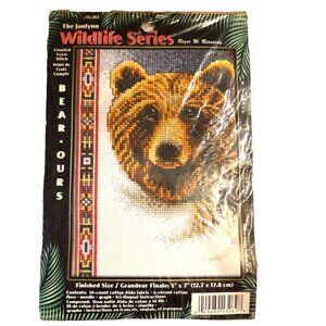 Bear Counted Cross Stitch Kit Janlynn Wildlife Series 13-262 Open Worked Some